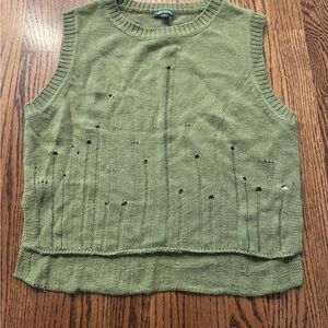 Wild Fable Distressed Green Sweater Vest, Size XL